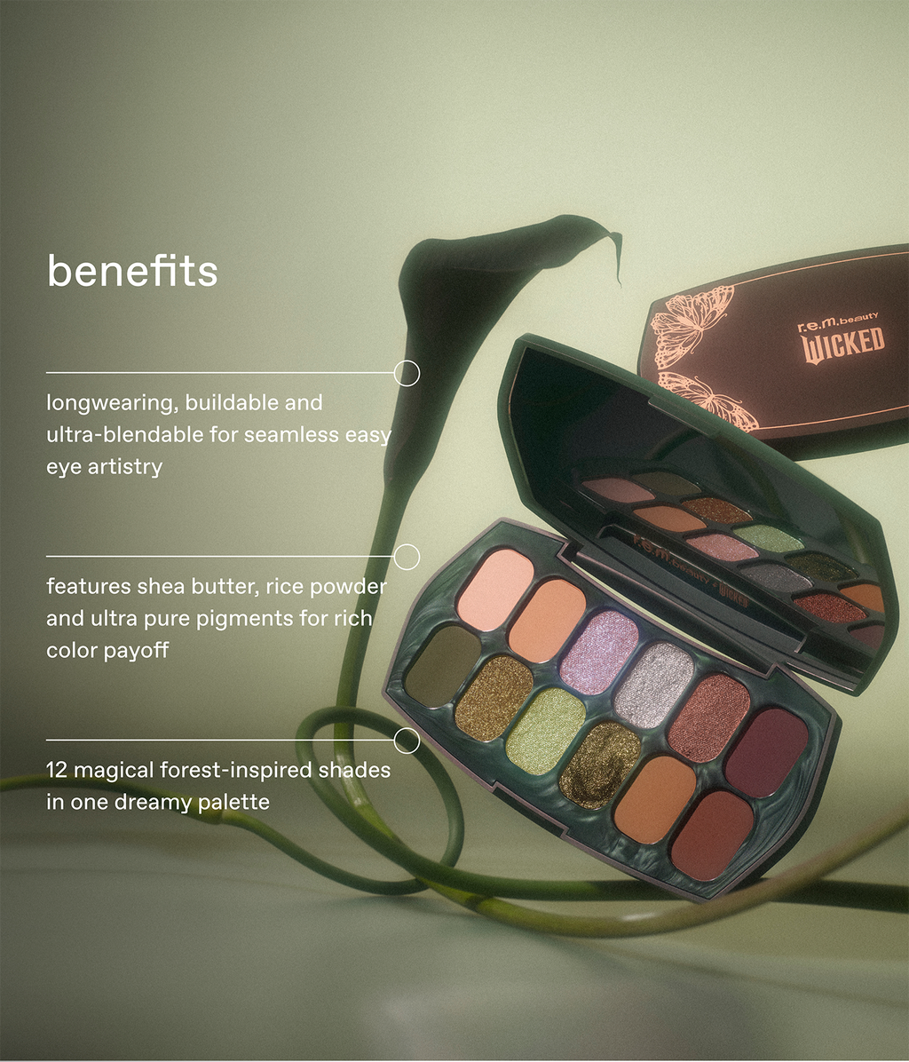 r.e.m. beauty x Wicked: For Good welcome to oz eyeshadow & eyeliner set