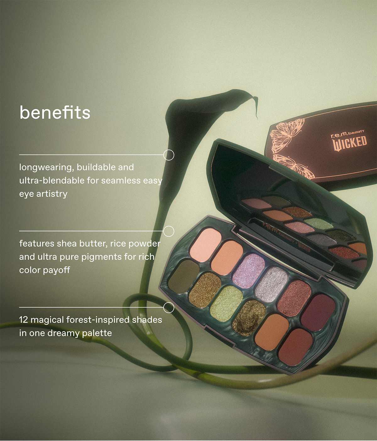 r.e.m. beauty x Wicked: For Good Ozian Forest Eyeshadow Palette